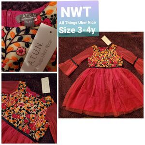 NWT A.T.U.N All Things Uber Nice Dress Fancy Size 3/4Y Pink Formal Dress up